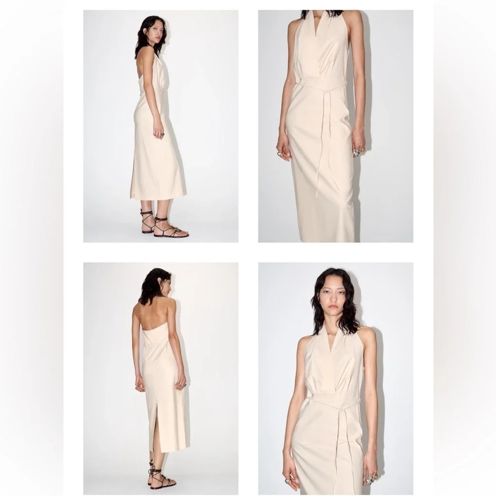Zara NWT midi halter dress ZW Collection 3087/455 - Picture 5 of 6
